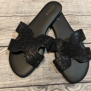 Torrid Rhinestone Slide Sandals, Size 9W